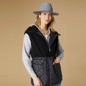 COCO + CARMEN TIPPER MIXED SHERPA QUILTED NYLON SHERPA VEST